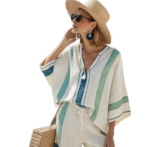 Casual Resort Beach V-Neck Womens Set