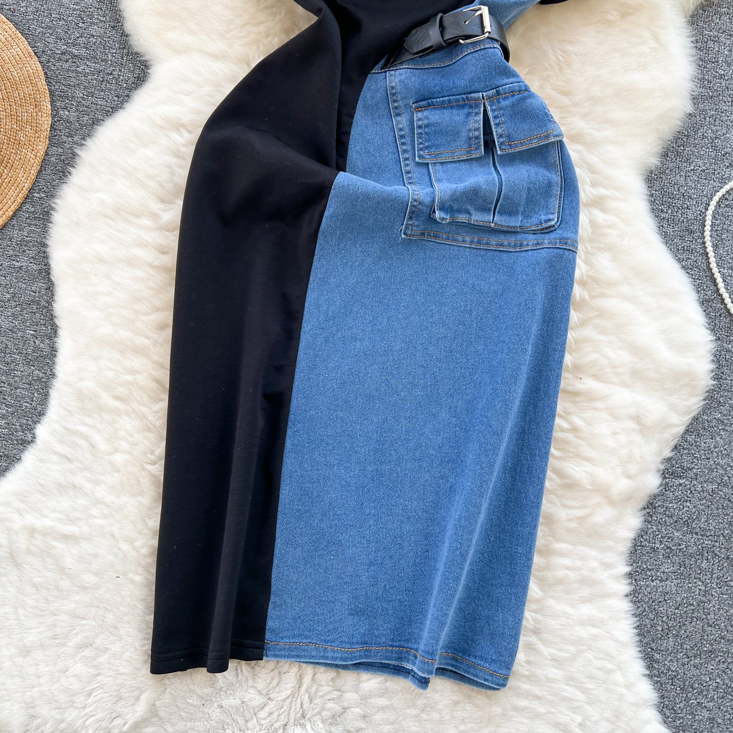 Retro Color-Block Patchwork Slim-Fit Dress For Women