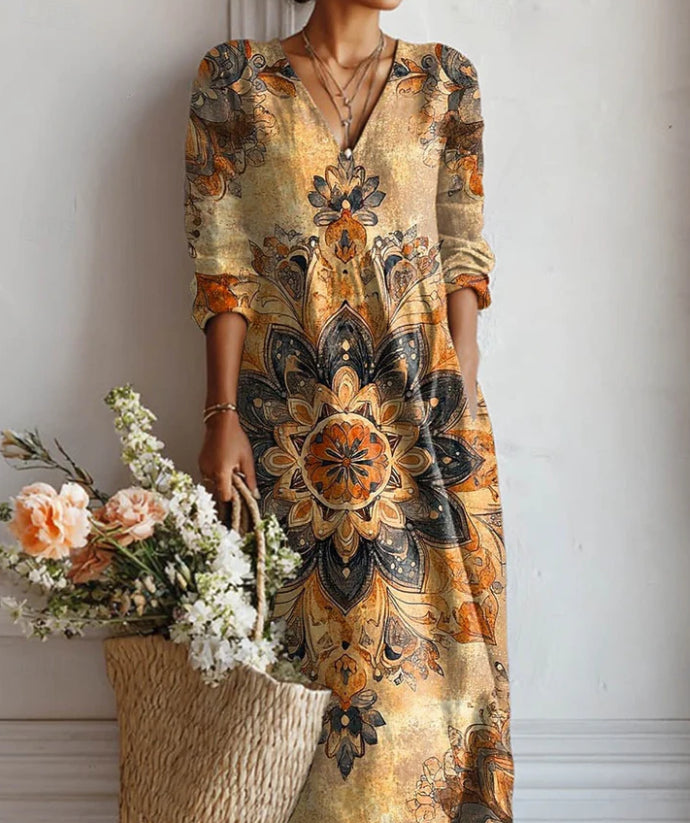 Lady's Linen Long-sleeved Dress