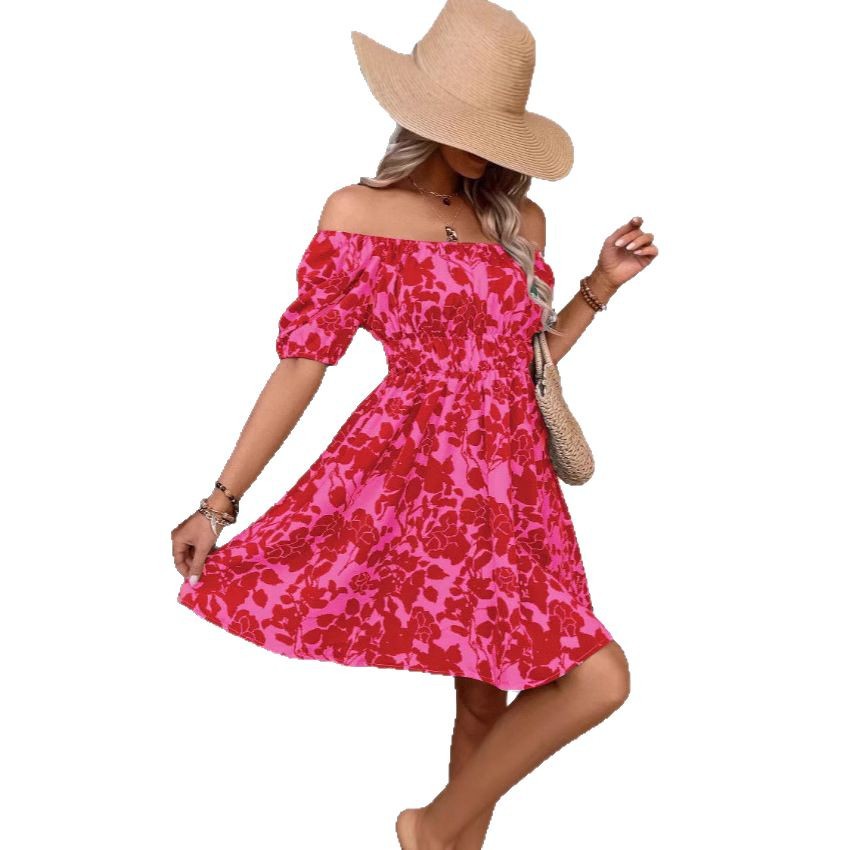 Short-sleeve Loose Floral-print Dress
