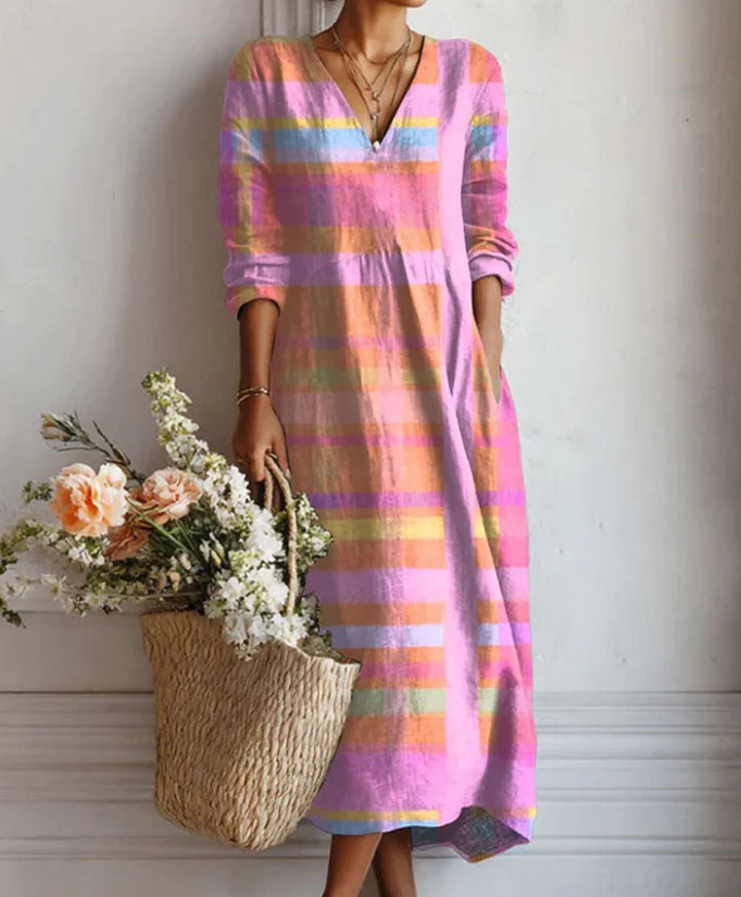 Lady's Linen Long-sleeved Dress