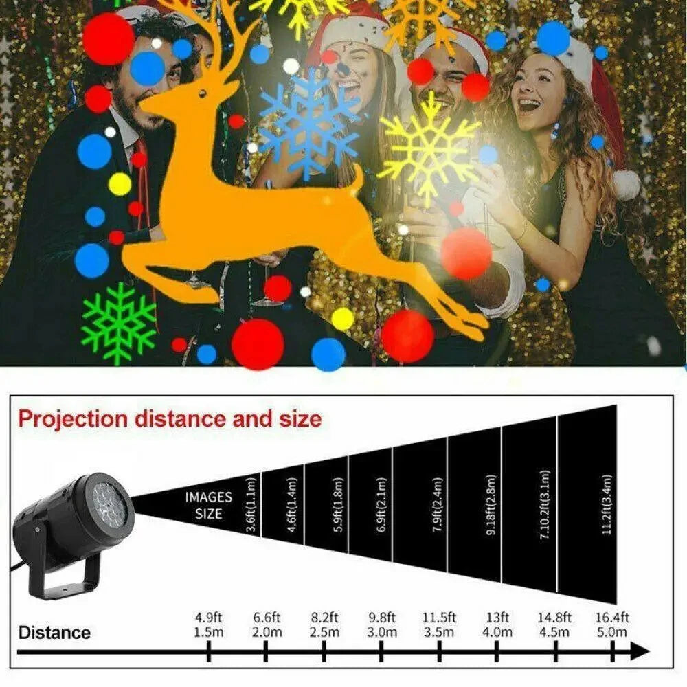 16-Pattern Christmas Projector Light – Indoor & Outdoor Holiday Decoration