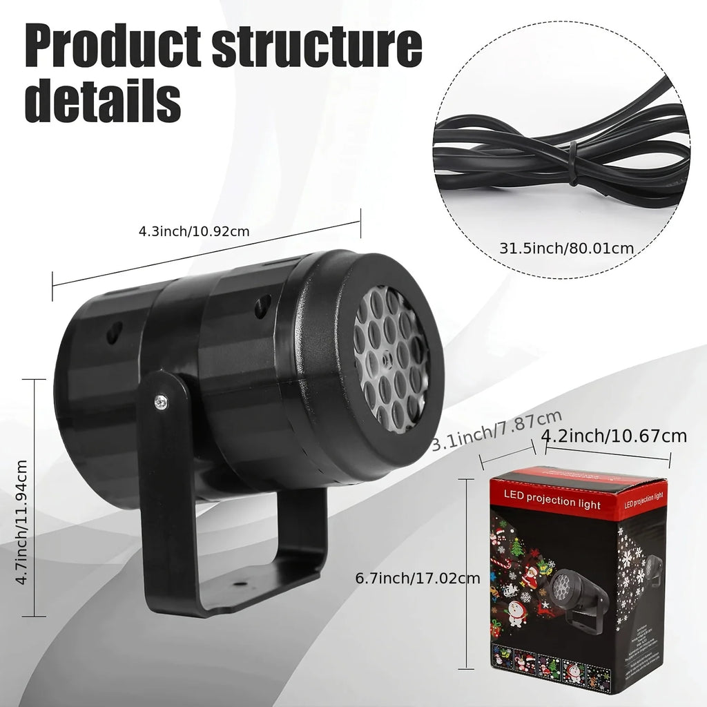 16-Pattern Christmas Projector Light – Indoor & Outdoor Holiday Decoration