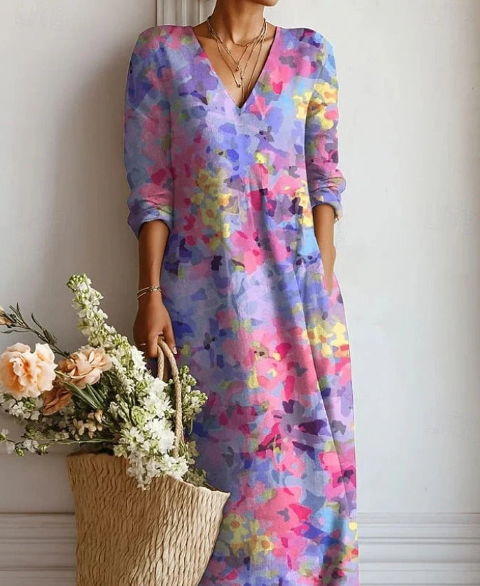 Lady's Linen Long-sleeved Dress