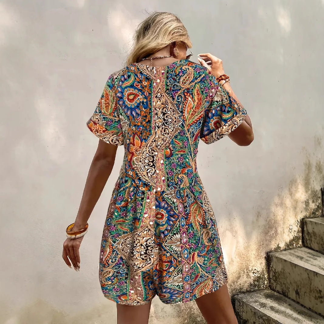 Printed Elegant Holiday Casual Jumpsuit For Women