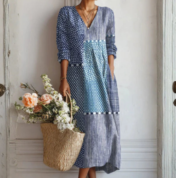 Lady's Linen Long-sleeved Dress